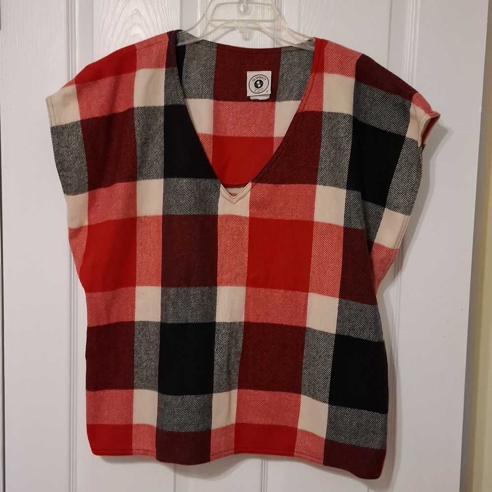 Summit Too sz 40, (US 10) vintage buffalo plaid, wool blend tunic.